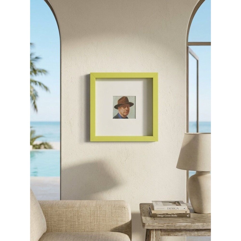 NWOT Michaels Green Square Shadowbox Picture Frame with Male Portrait